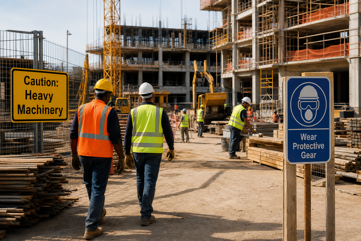 Safety and security team on an active construction site