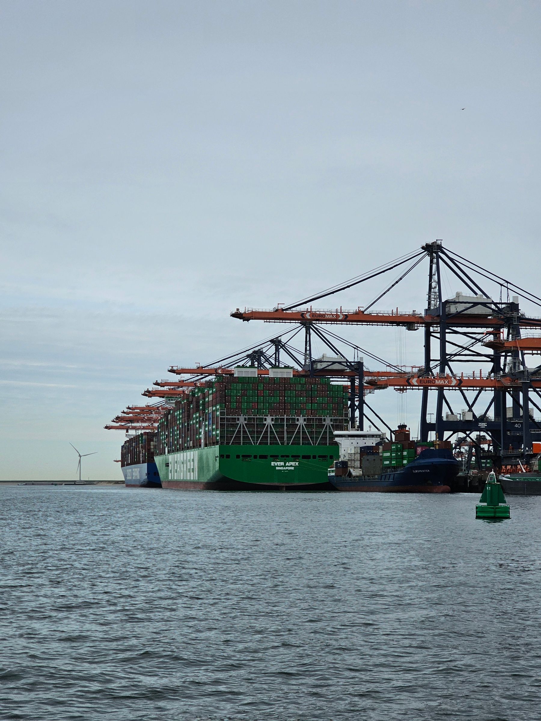 Container ships and cranes at the Port of Rotterdam